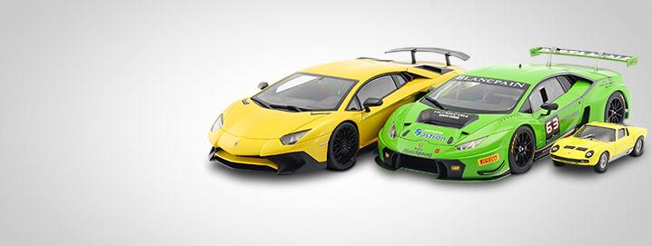 Lamborghini modelcars We offer high-quality Lamborghini 
model cars in the scales 1:43 
and 1:18 at reasonable prices.